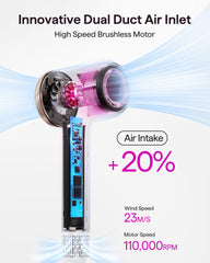 Wavytalk Turblow Pro-ionic-frizz-closeup highlights negative ions reducing frizz.