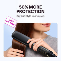 Wavytalk wet-to-straight-iron in-hand demonstrates comfortable grip for easy sectioning.
