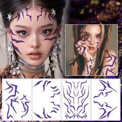 Waxkure anime purple temporary tattoos on dancer, easy peel-and-press application