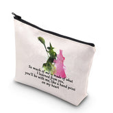 WCGXKO Musical Makeup Bag front marble print for stylish everyday organization.