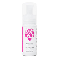 We Love Eyes Tea Tree Water eyelid foaming cleanser bottle, oil-free formula for lash care