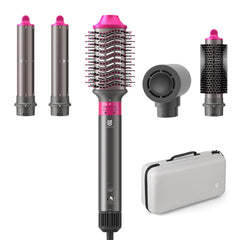 WeBeauty 5in1 hot air brush red front view for fast, salon-like styling.