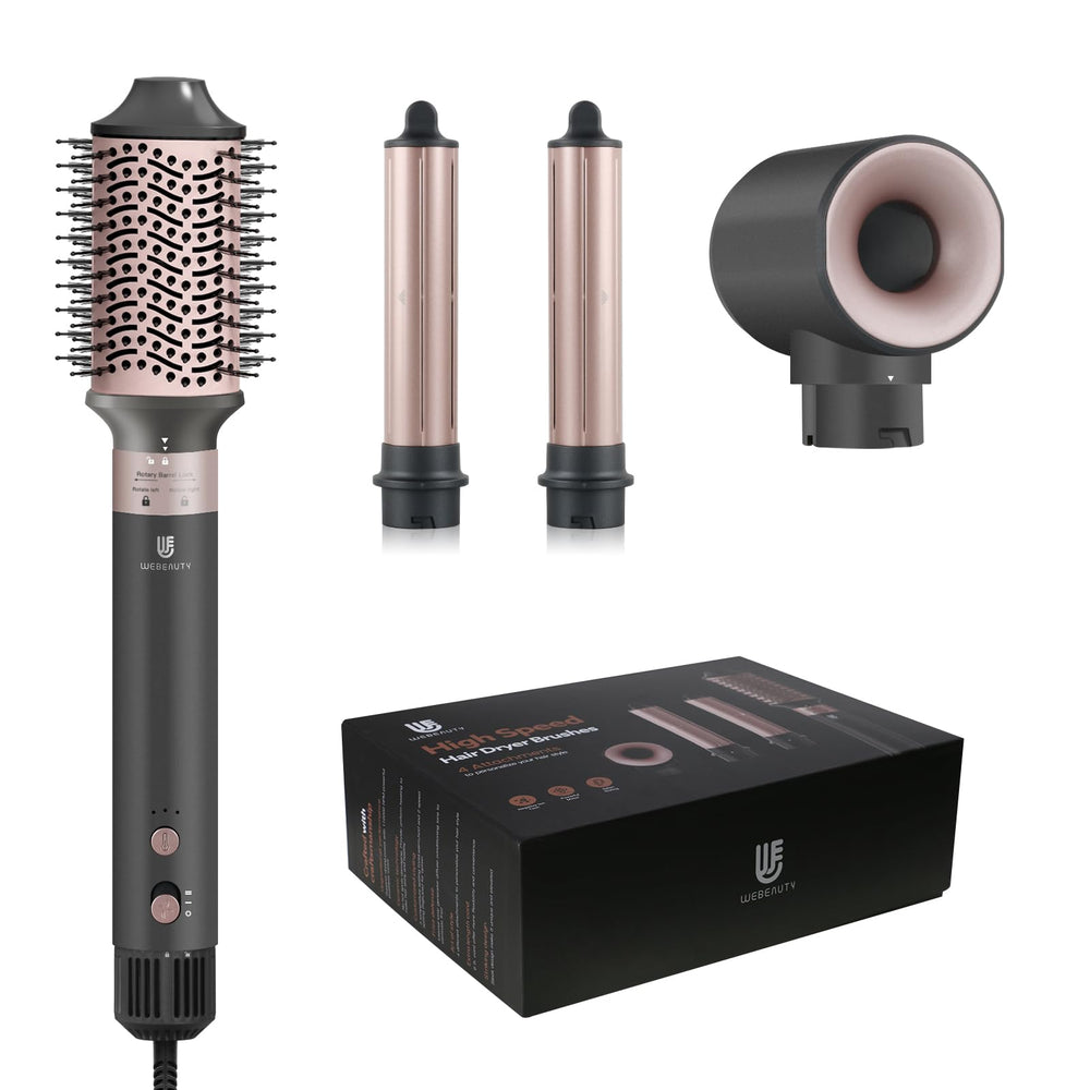 WeBeauty hair dryer brush air styler gold in-use delivering salon-level shine and quick drying