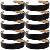 Wecoe black satin wide headband close-up with non-slip grip for all-day wear