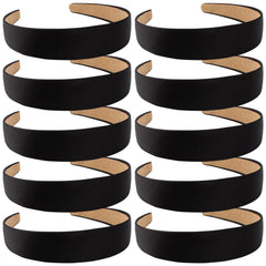 Wecoe black satin wide headband close-up with non-slip grip for all-day wear