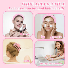 Wecoe spa set pink bubble headband adds cute style while pampering