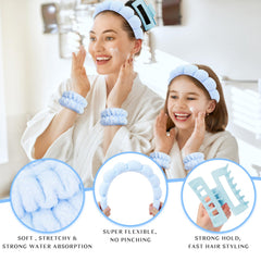 Wecoe blue wrist towel absorbs moisture to protect sleeves.