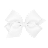 Wee Ones Moonstitch edge bow on WeeStay clip white, durable everyday wear.
