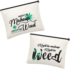 Weewooday leaf makeup bag style A close-up showing chic cotton-linen texture for travel organization.