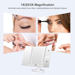 WEILY makeup mirror tri-fold design showcased for travel-friendly use.