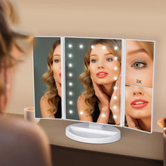 WEILY vanity mirror showing 1x center view with 2x and 3x magnification for detail