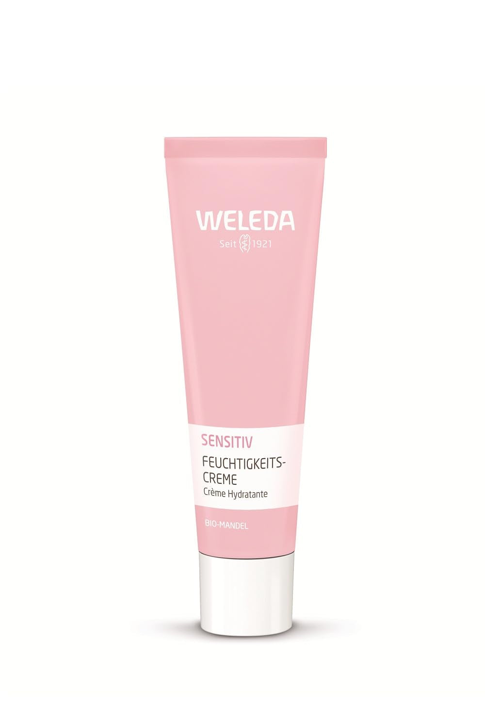 Weleda Sensitive Care Face Cream tube delivering fragrance-free moisture for sensitive skin.