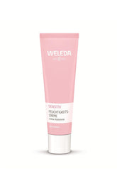 Weleda Sensitive Care Face Cream tube delivering fragrance-free moisture for sensitive skin.