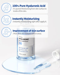 WELLAGE Real Hyaluronic Blue Ampoule packaging on shelf for fragrance-free hydration.