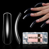 Wellquinn curved square nail tips full cover set for professional mani applications.