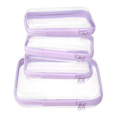 WELPIRT clear zipper pouch medium case lavender for organized packing and easy visibility.
