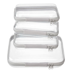 WELPIRT medium clear zipper case top view organized toiletries on the go.