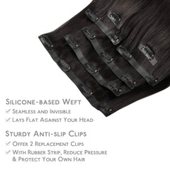 Wennalife clip-in hair application demo illustrates quick self-attachment for versatile styling.