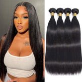 WENYAN Straight Bundles 16inch closeup shows silky texture for blending with natural hair