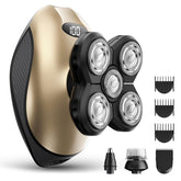 WEQOEE electric razor 5D floating-head close-up for smooth skin-friendly head shaving.