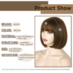 WERD brown straight bob wig with heat-resistant fiber for durable styling