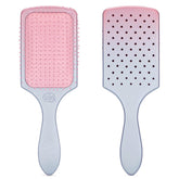 Wet Brush Paddle Detangler ombre pink purple close-up shows gentle detangling for long hair.