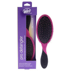 Wet Brush Pro Detangler Pink front view with ergonomic handle for pain-free styling