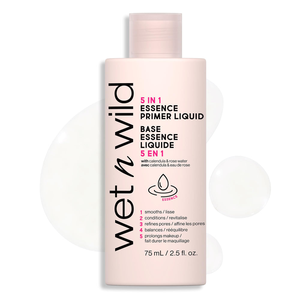 wet n wild 5-in-1 essence primer bottle preps skin for makeup with glow