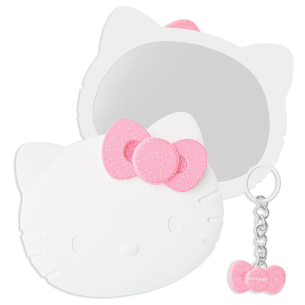 wet n wild Hello Kitty mirror with comfortable grip handle for on-the-go touch-ups.