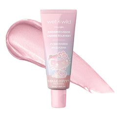 wet n wild Hello Kitty Radiance Liquid bottle with peachy glow ready for daily radiance