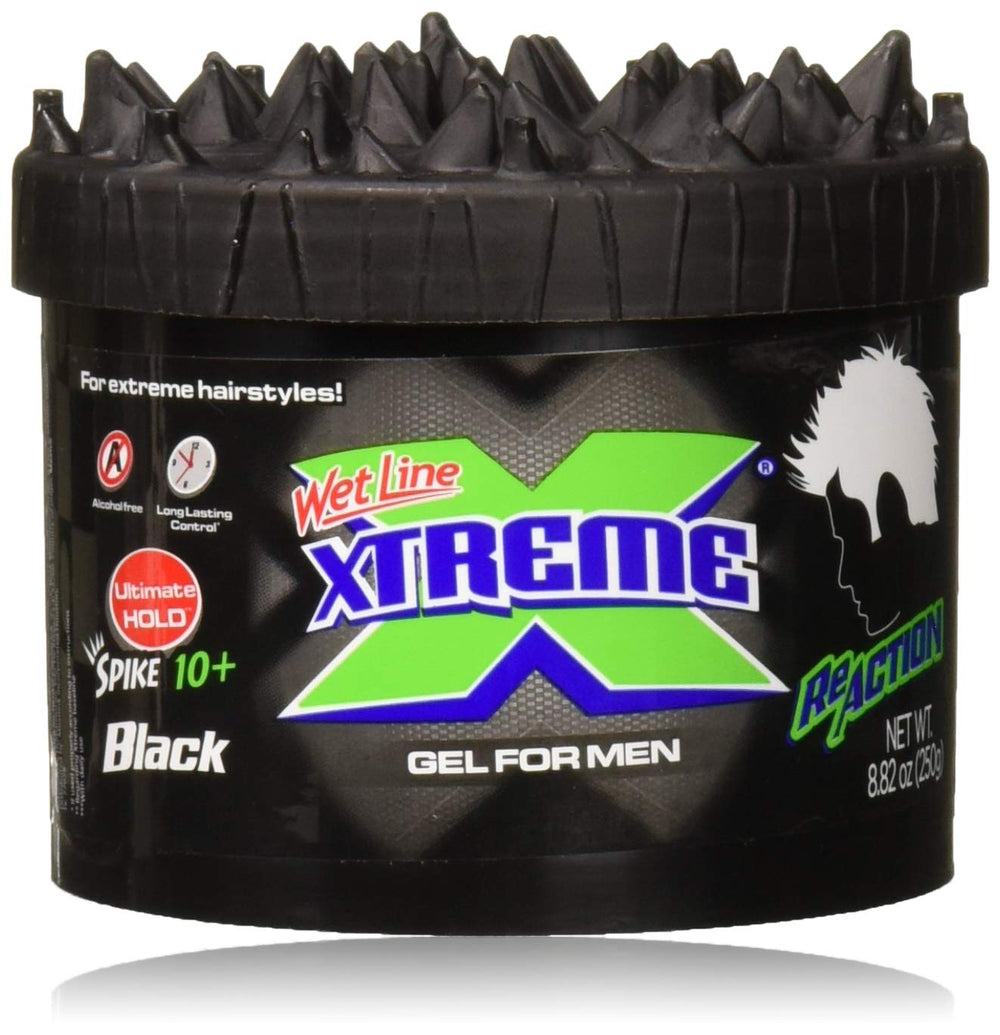 Wetline Xtreme Reaction Black packaging displays a clear gel for strong hold.