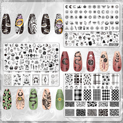 Whaline Gothic Halloween moon nail plate enables elegant lunar patterns on nails.