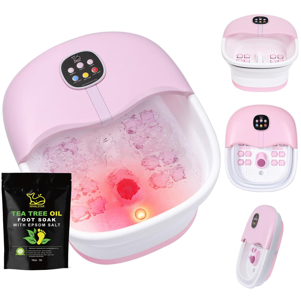 WHALSTAR foot spa bath massager with heat bubbles and remote for easy at-home relaxation.