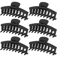 WHAVEL 6pcs matte large black claw clips pack for versatile styling and secure hold.