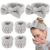 WHAVEL spa headband with bow keeps hair away during skincare routine