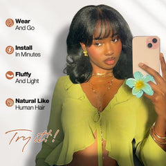 WIGER Yaki texture wavy wig model wearing demonstrates natural movement and easy everyday wear.