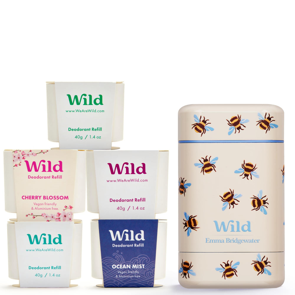 Wild The Full Monty bee case with refillable deodorant for stylish, sustainable daily freshness.