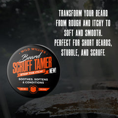 Wild Willies beard cream application demonstrates smooth taming and nourishment.