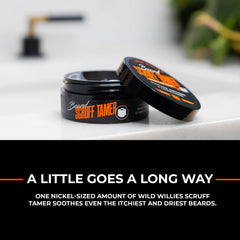 Wild Willies beard cream scruff tamer in action for short beard control.