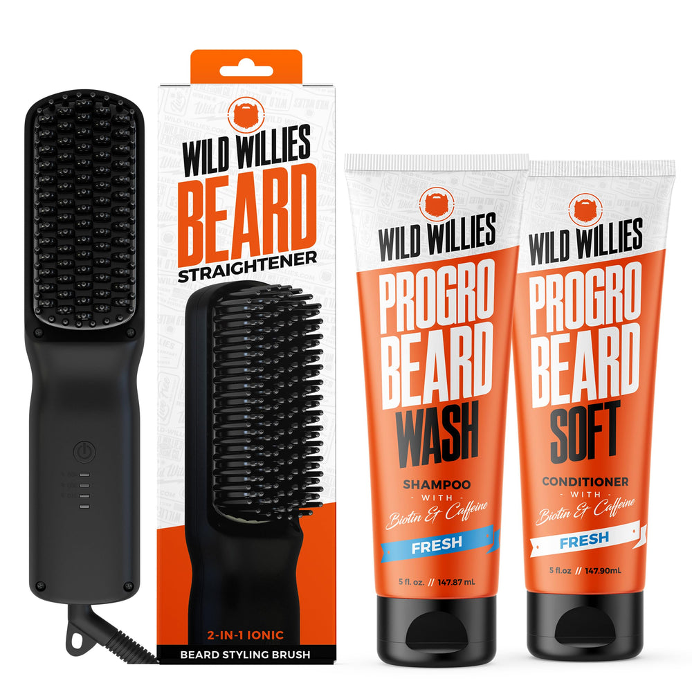 Wild Willies PROGRO beard shampoo bottle set for hydrated beard