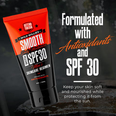 Wild Willies SPF 30 moisturizer tube demonstrates lightweight application