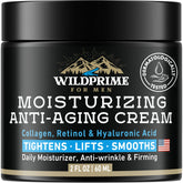 WildPRIME men's face moisturizer jar closeup shows hydration benefits