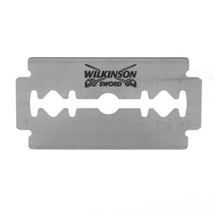 Wilkinson Sword Classic DE blades close-up edge; sharp edge for clean shaves.
