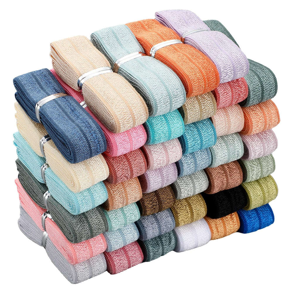 WILLBOND fold over elastic 40-color pack showing color variety for hair bows and crafts
