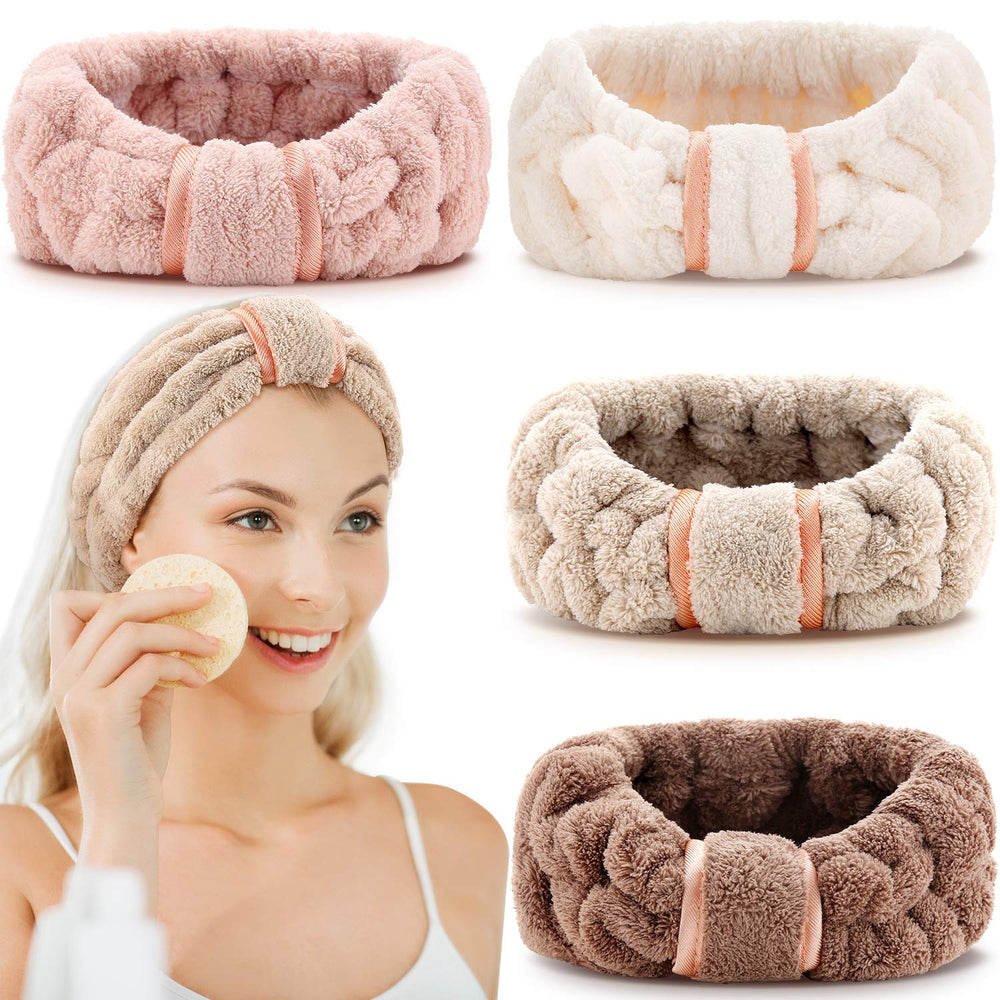 Willbond headband coffee front view keeps hair away during makeup.