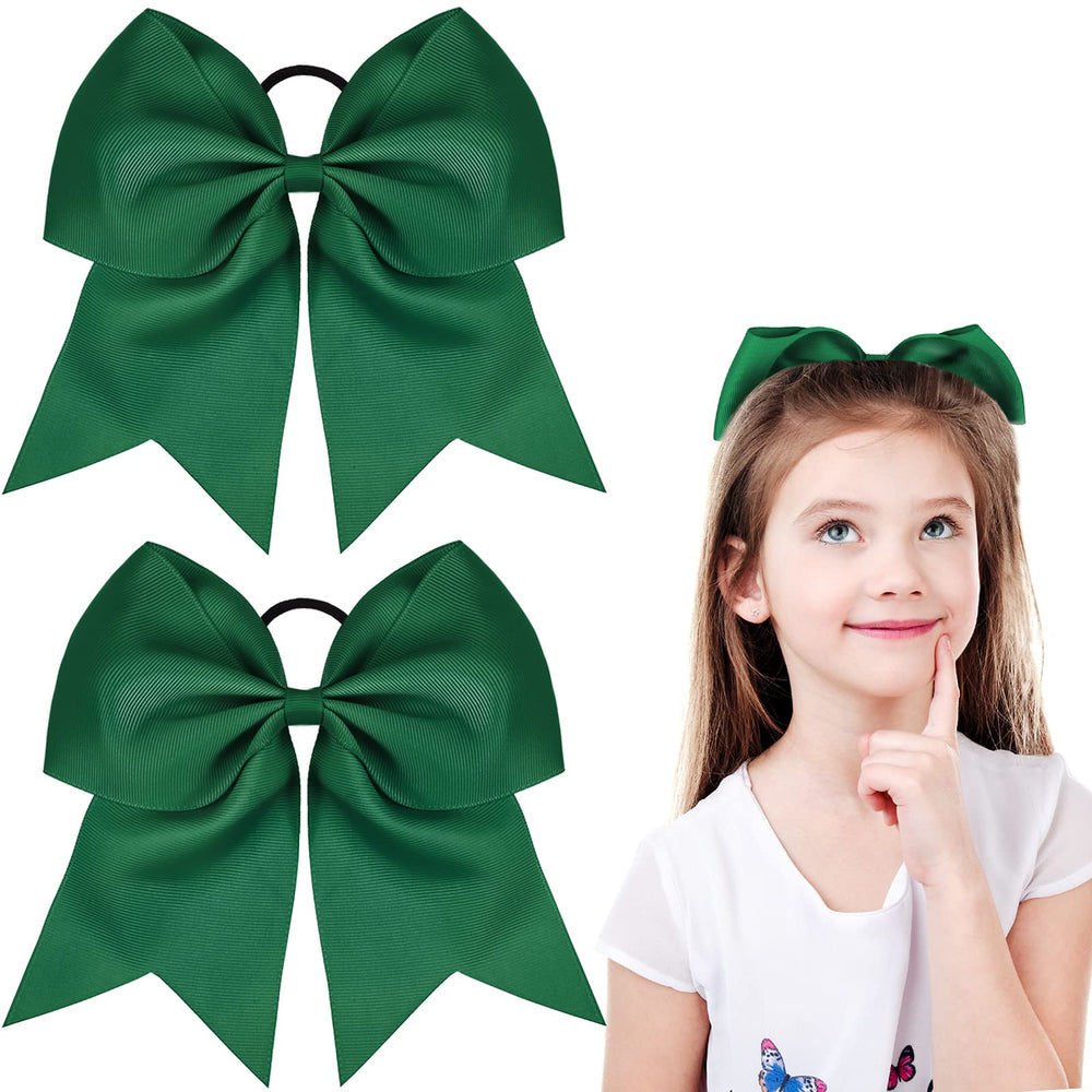 WILLBOND jumbo bow green front view shows bold 8-inch size for standout cheer