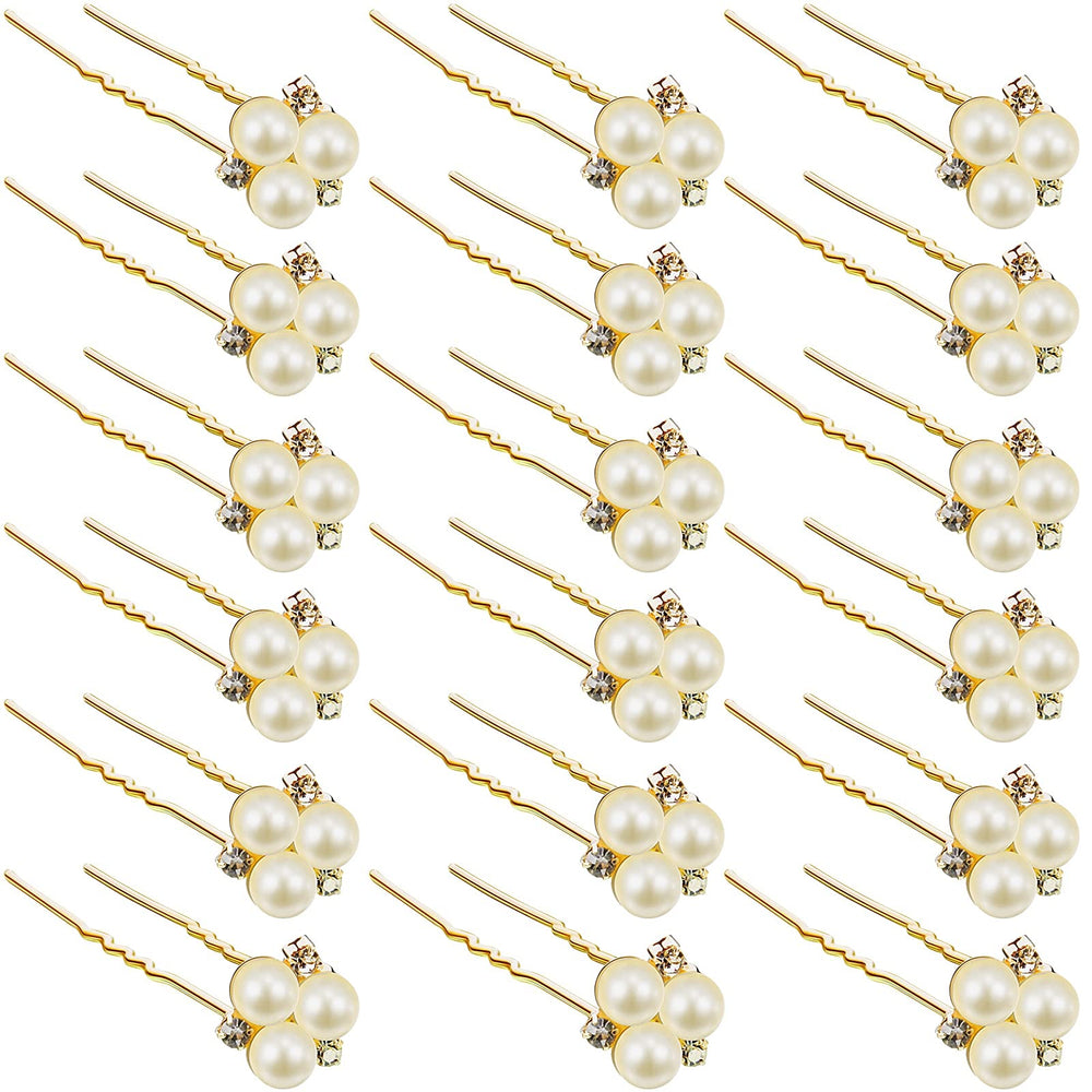 WILLBOND rose gold wedding pearl hair pin front view for elegant bridal sparkle