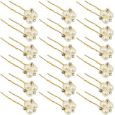 WILLBOND rose gold wedding pearl hair pin front view for elegant bridal sparkle
