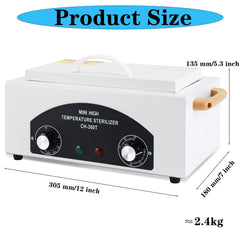 Winb high-temp sterilizer dial and timer demonstrates precise control for efficient tool sanitation.