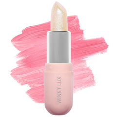 Winky Lux Unicorn Glimmer Balm pink flush shows a flattering color-change for daily hydration and shine.